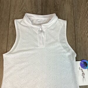 Gottex White Collared Sleeveless‎ Tank Top M Golf Active M Circle Eyelet  Tennis